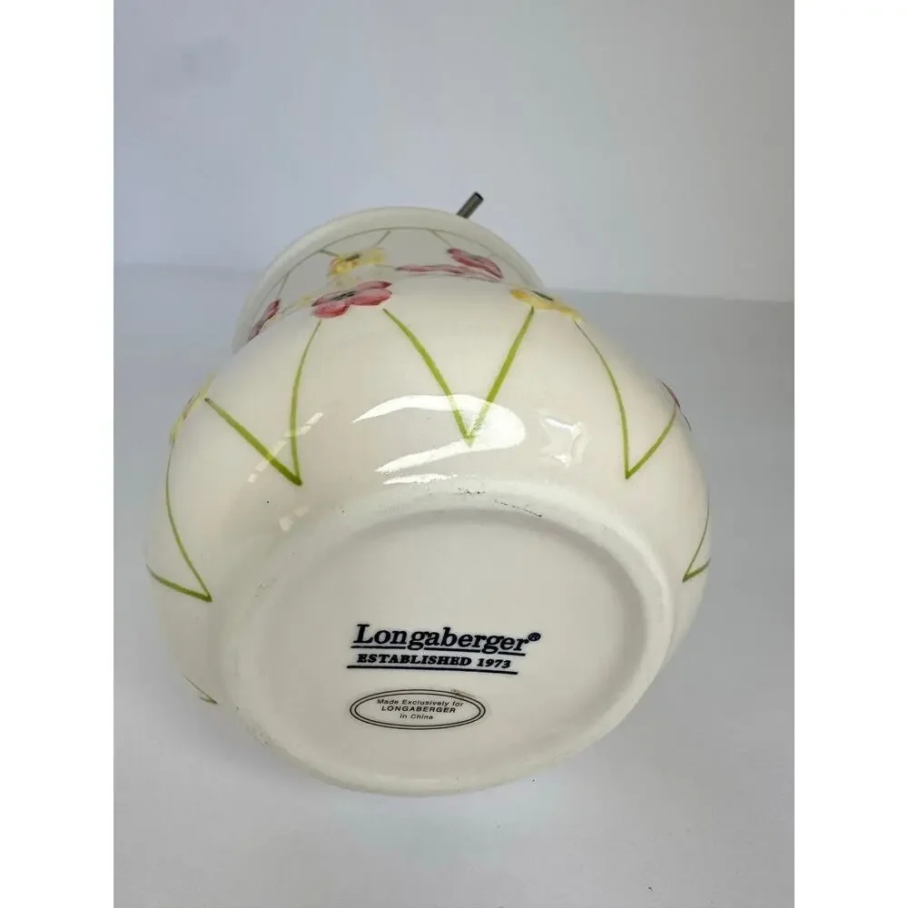 Longaberger Dogwood Lattice Floral Ceramic Soap Lotion Dispenser Pump